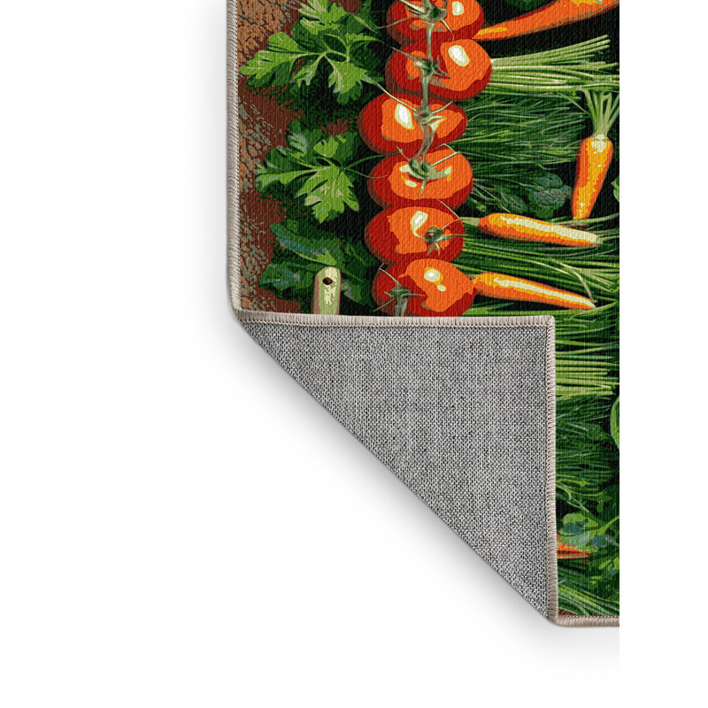 Washable Vegetable Gardens Farm Area Rug, Square 8'