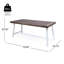 Table d'extérieur rustique en bois avec structure en métal blanc, fini sablé brun foncé, 75 cm (H) x 178 cm (L) x 90 cm (P), charge maximale 136 kg, plateau à lattes, ensemble de montage et plateau inclus.