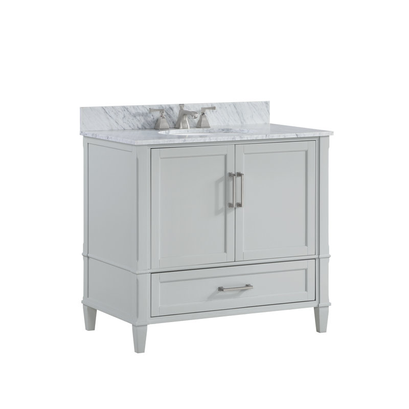 Montauk 36'' W Single Vanity, Morning Fog Gray, White Granite