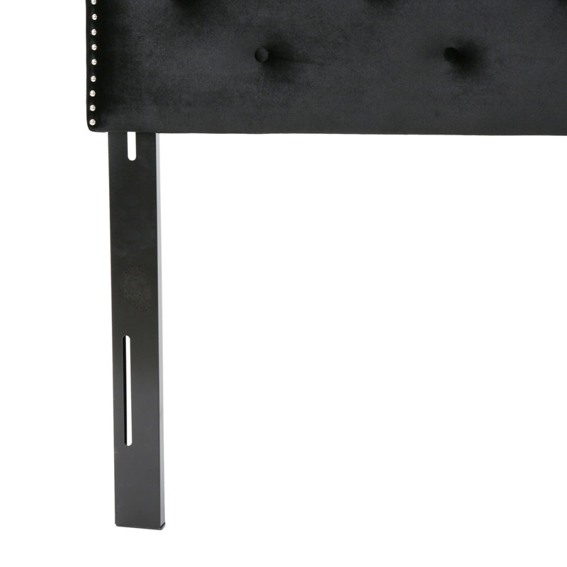 Tête de lit capitonnée et capitonnée avec pieds en métal durables, Noir