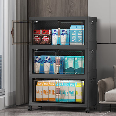  Extra Large Stackable Storage Bins with Lids & Wheels & Door,165QT-55QT/14GAL*3Pack Foldable Collapsible Closet Organizers, Plastic containers drawers for bedroom Dorm