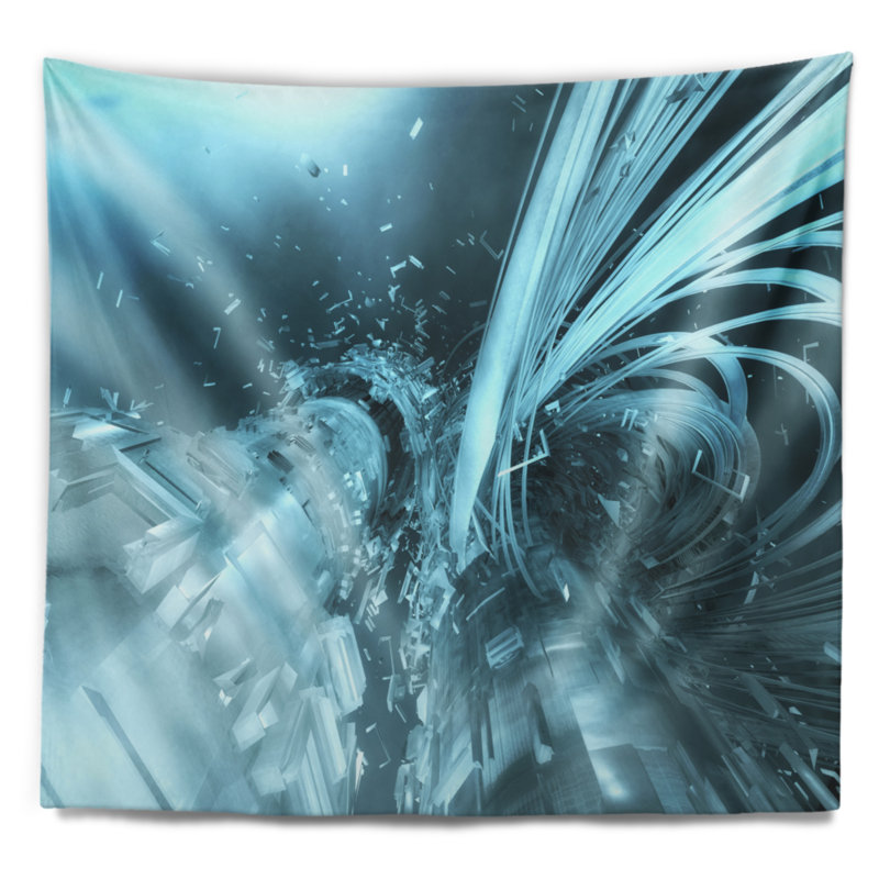 Tapisseriee collision de bleu ciel 3d, H 50 po x l 60 po