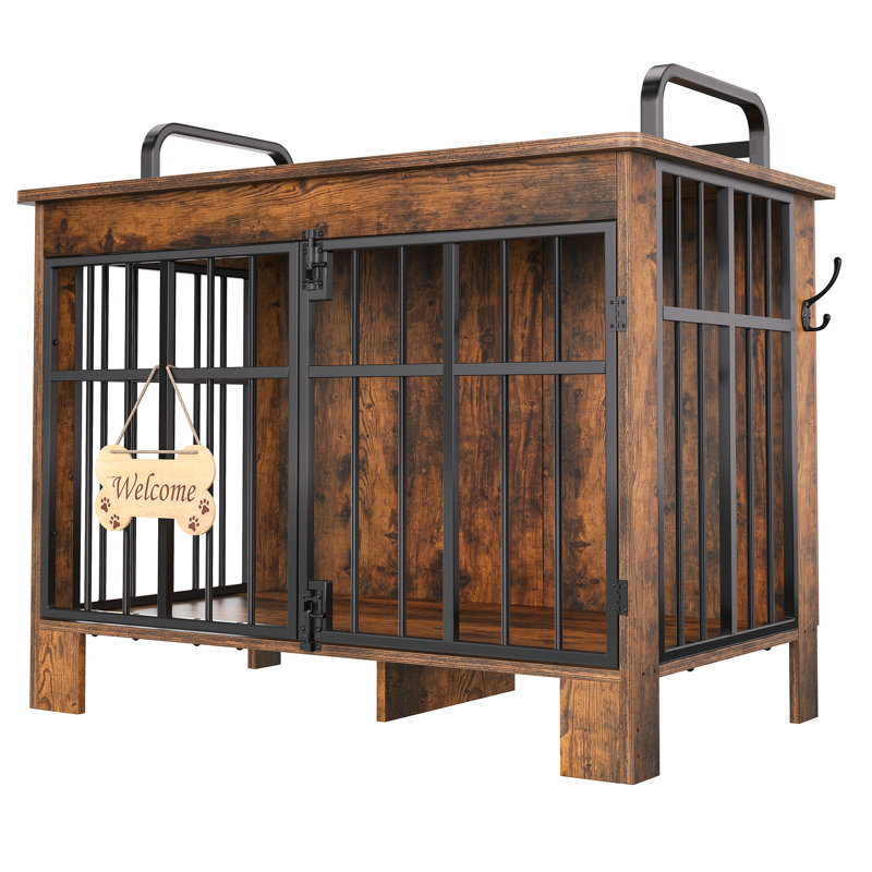 Metal Pet Crate with 2 Doors, Brown