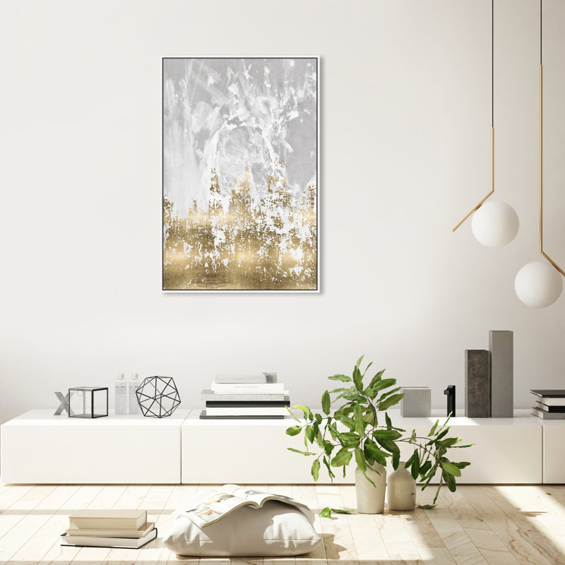 «Ros moment Abstract Our Moment Paint Strokes», reproduction d'art graphique sur toile, H 36 po x l 24 po, Blanc