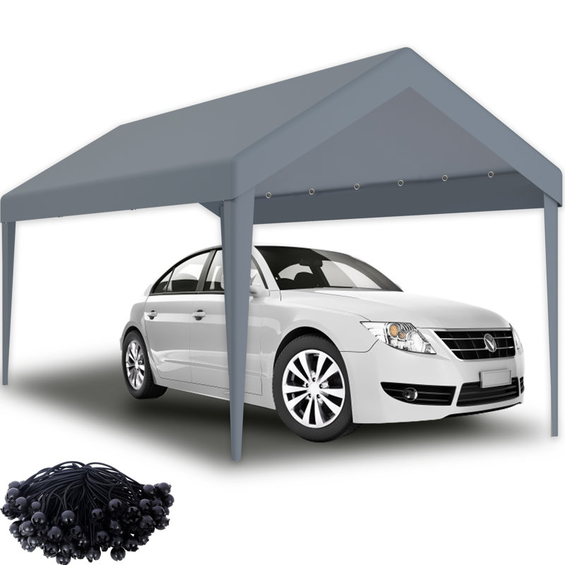 Auvent de remplacement pour abri de garage 10 x 20 pi, imperméable et protégé avec 72 boucles élastiques. Polypropylène gris pour l'abri d'auto. Bâche facile à installer, facile à assembler et à ranger