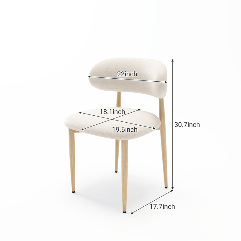 Ensemble de 4 chaises de salle à manger, Crème, Marron clair
