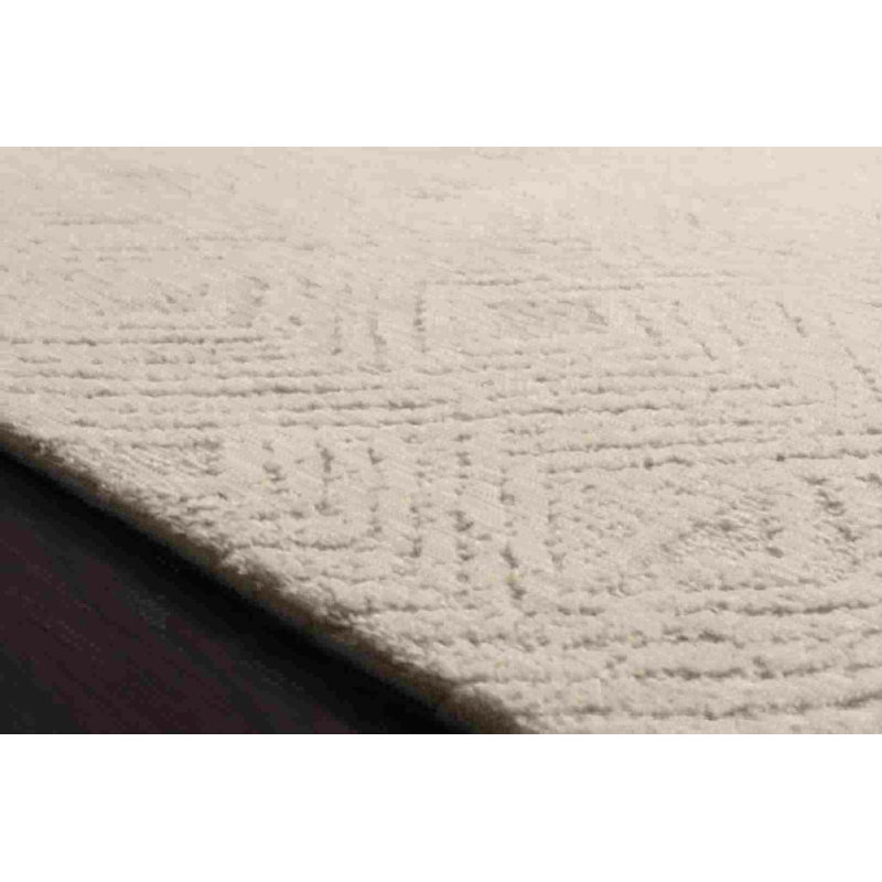 Hand-Tufted Transitional Cream Ivory Wool Rectangular Rug 7'9" x 9'9"