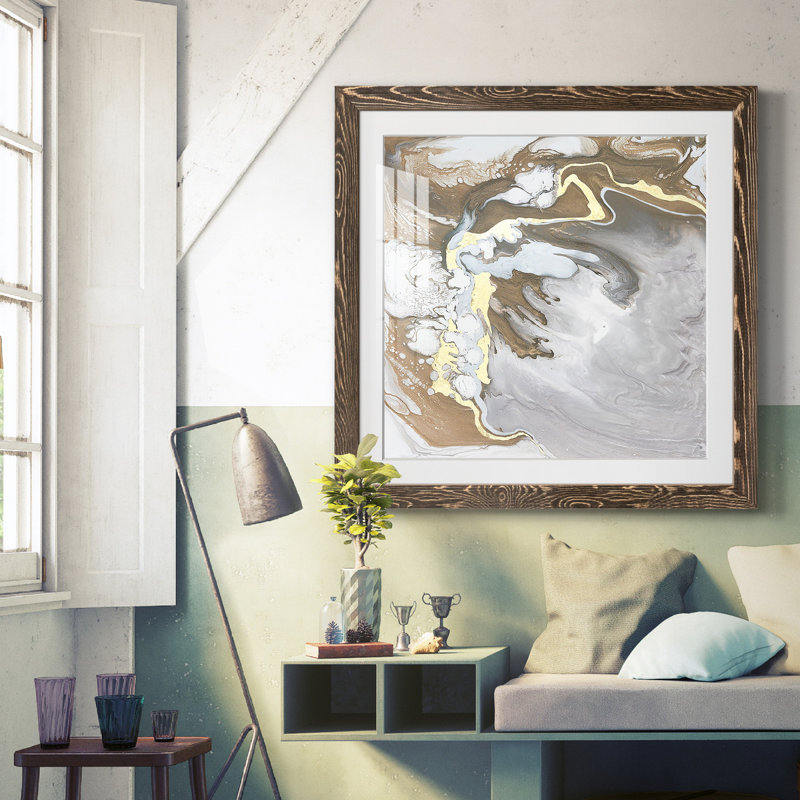 " Hydrous " Painting Print, 17" H x 17" W x 1.5" D, Walnut Framed