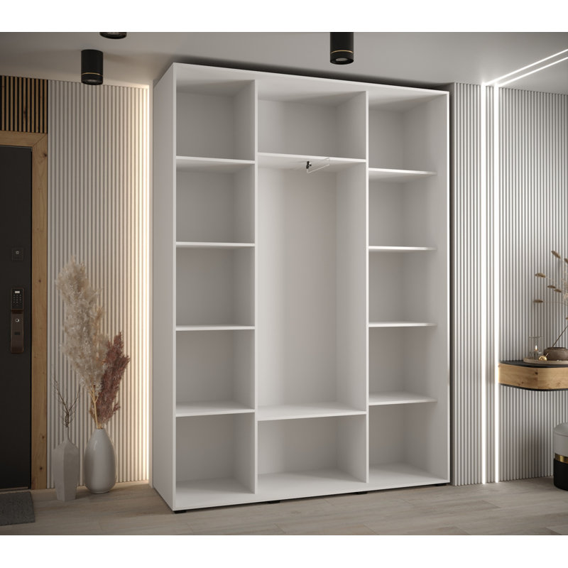 3 Door Manufactured Wood Wardrobe, Black/White, 235" H x 170" W x 45" D