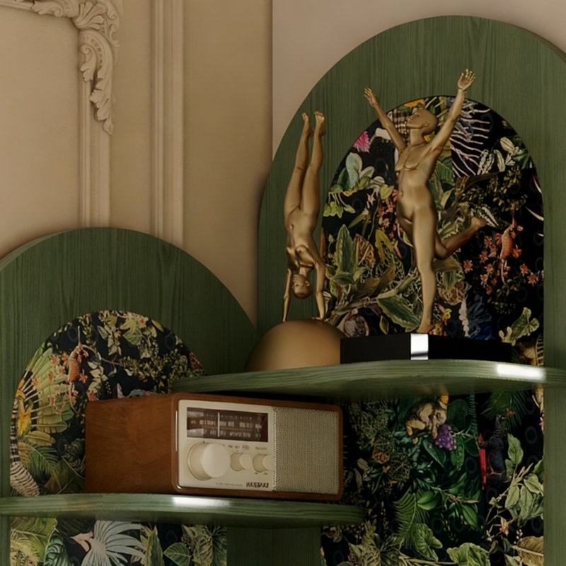 Green Solid Wood Corner cabinet