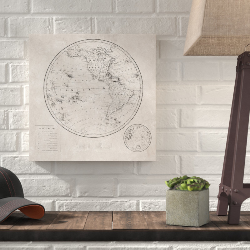 " Round World Map Distressed "