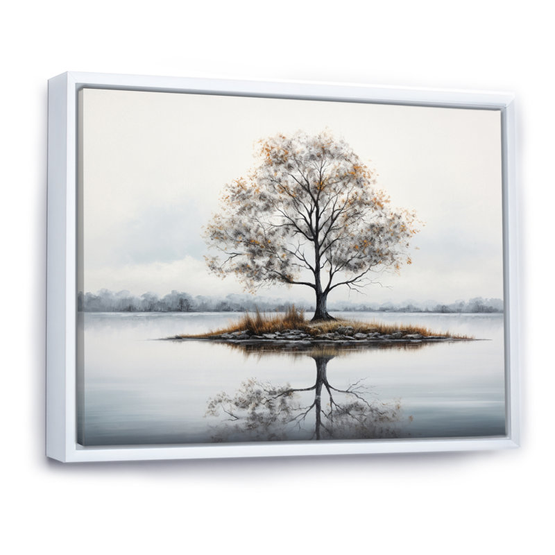 Gris gris blanc minimalisme arbre encre harmonie IV - impressions sur toile florales, Blanc, H 12 po x l 20 po x P 1 po