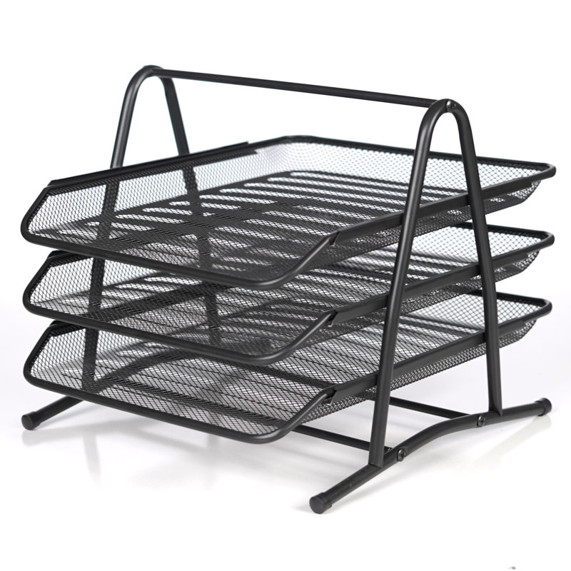 Office Desk Filing Trays Stackable , Black