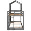 Lit simple au-dessus d'un lit superposé - construction en bois de pin avec thème de maison de jeu blanc avec garde-corps aux chutes accidentelles-1791380931