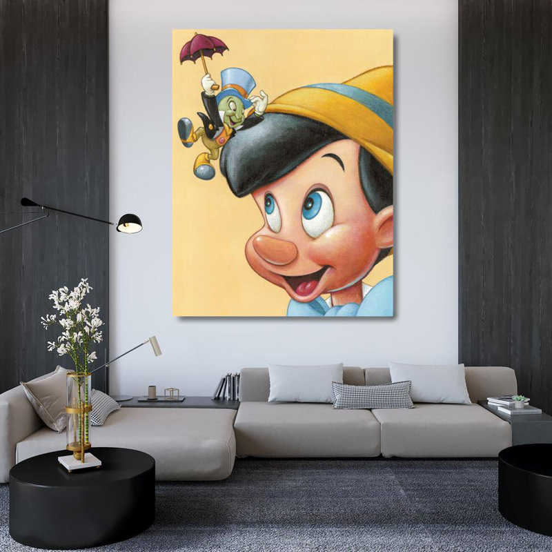 Pinocchio and Jiminy - Friendly Fun, 47" H x 36" W
