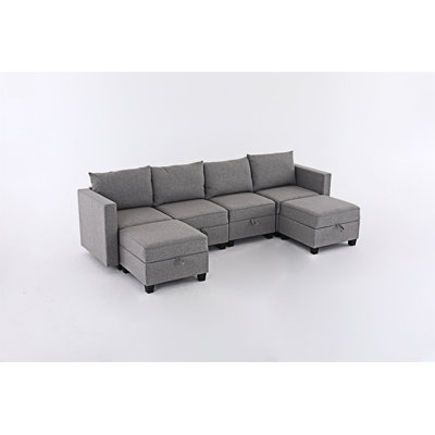 Convertible Modular Sectional Sofa Couch With Storage Seat
