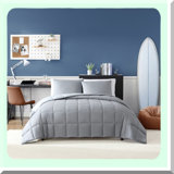 Navy Stripe Cotton Comforter Set - All Season Reversible Bedding for Twin Size Beds - Longdale Stripe Design for Home Decor - Soft and Cozy Twin Comforter