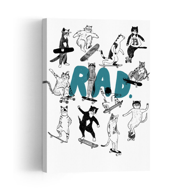 Rad Skate Cats Contemporary Winter Wall Art Print by Hanna Melin - Wrapped Canvas Print, 152.4cm H x 101.6cm W