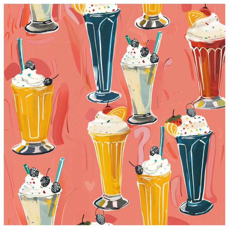 Milkshake Illustration Bath Mat, 34in W x 21in L
