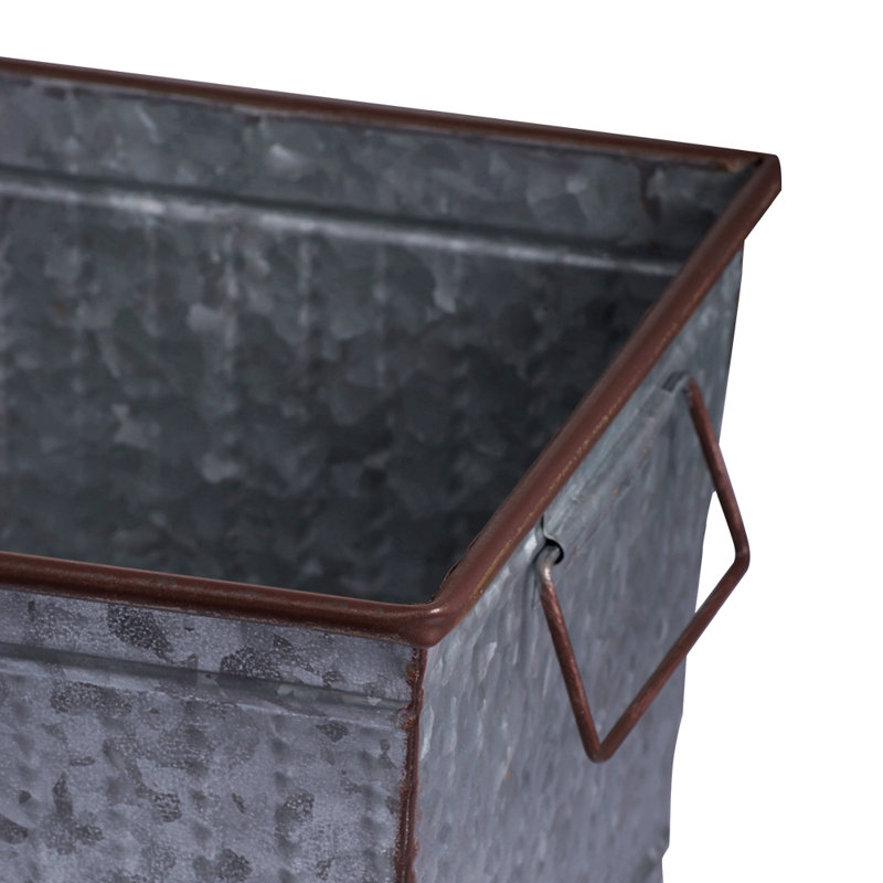 Ensemble de 2 pots à fleurs rustiques en métal avec supports Zale