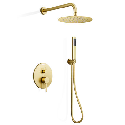 Crozet Pressure Balance Shower System with 10-Inch Round Rain Shower Head and Hand Shower (Valve Included)