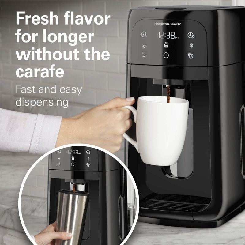 Hamilton Beach One Press Dispensing Coffee Maker, Black , 12 Cups
