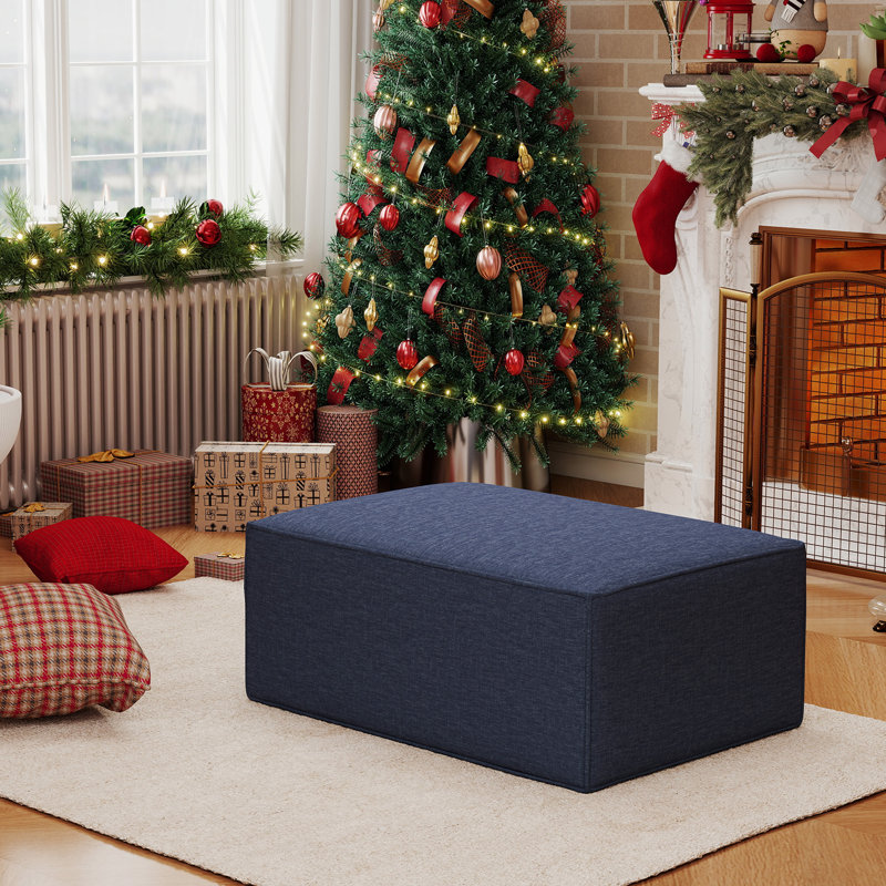 Compression Comfy Cloud 38" Velvet Sofa Ottoman, Blue