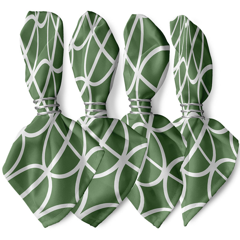 Kshaun Polyester Geometric Square Napkin, Green