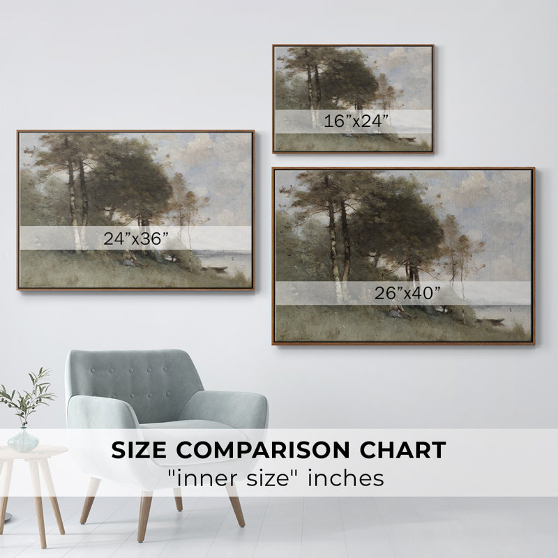 " Vintage Landscape -CDLXII ", 25" H x 37" W x 2" D, Walnut Floater Framed Canvas