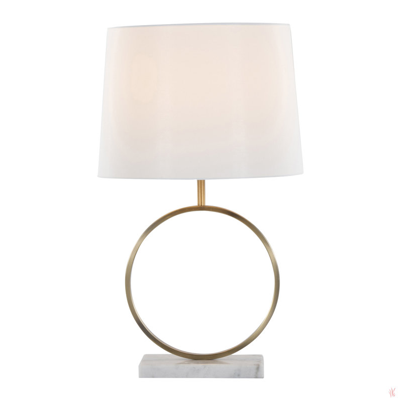 Moon Contemporary Table Lamp In White Marble, Gold Metal And White Shade
