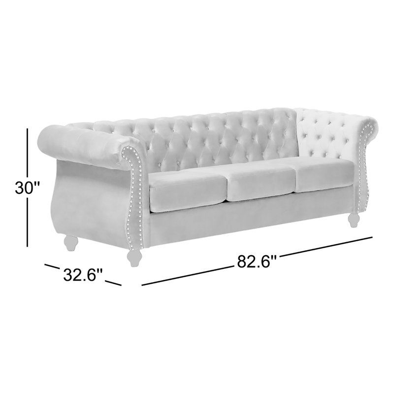 Canapé classique en velours Chesterfield, Beige