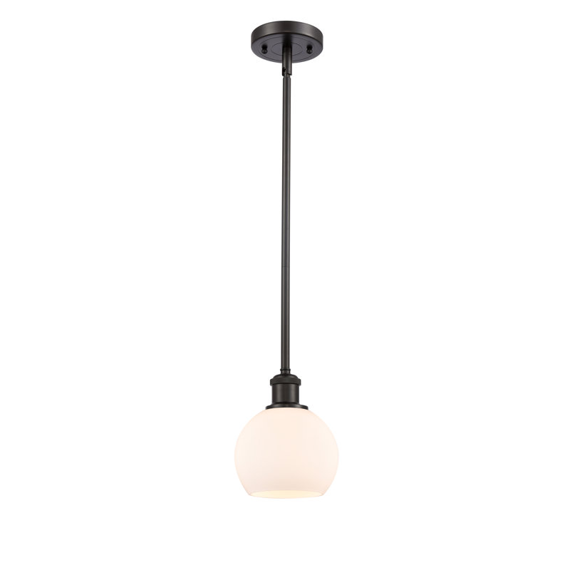 Luminaire suspendu sphère 1 lumière Cindi, Blanc, H 7,88 po x l 6 po x P 6 po, Bronze huilé