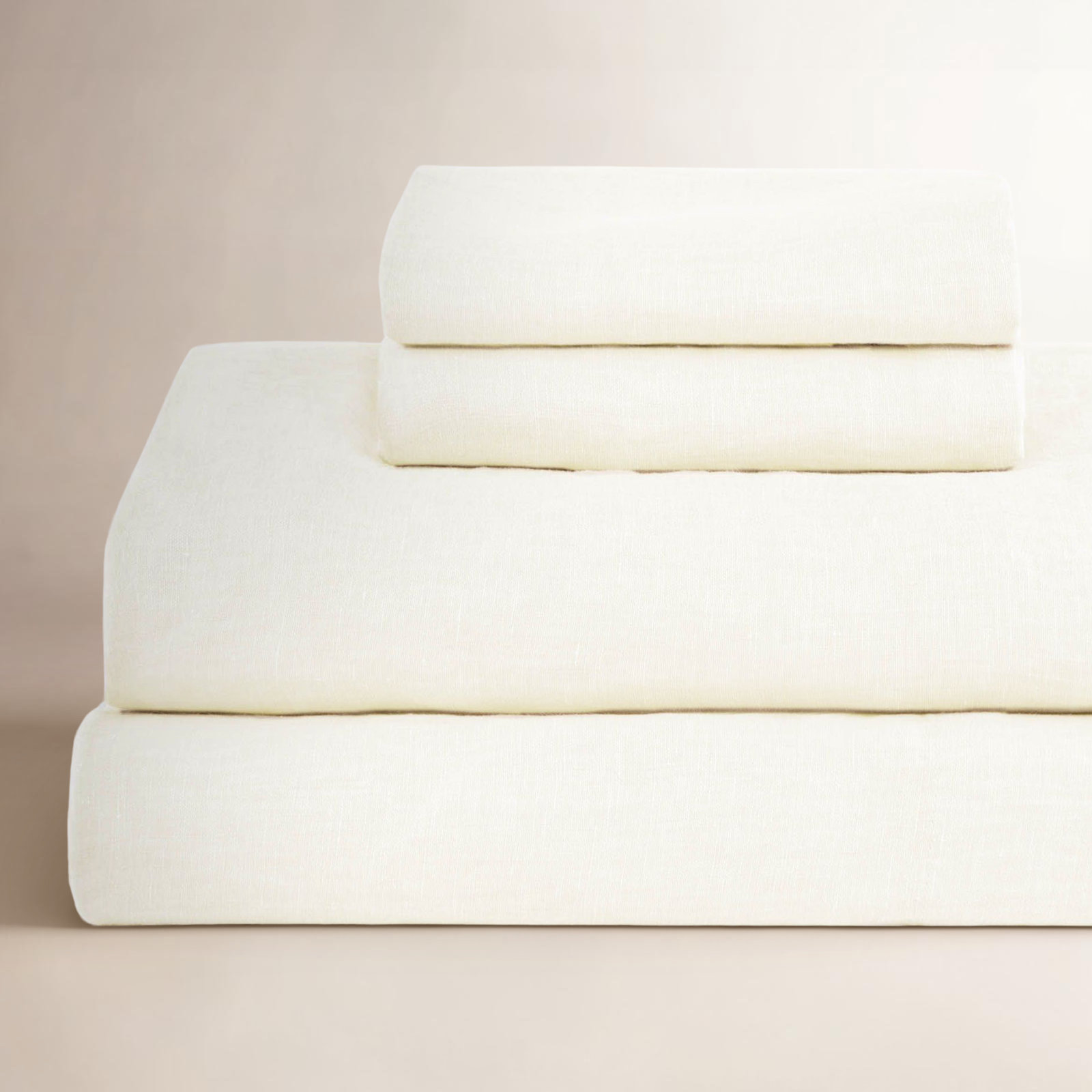 Linen Sheet Set, California King Sheet Set with 2 Pillowcases, Cream