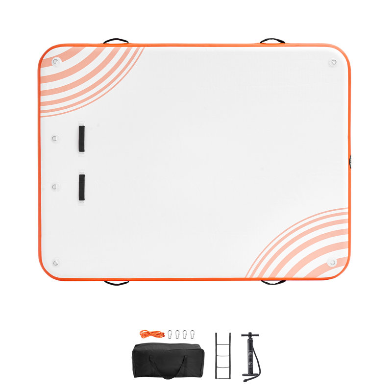 Non-Slip Water Floating Dock Mat with Detachable Ladder & Portable Carrying Bag, 8' L x 6' W