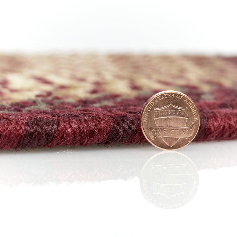 Tapis intérieur / extérieur rouge tressé à la main Epes, Rond 4 pi