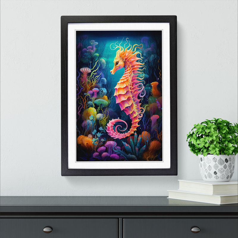 Seahorse Colour Field - Framed Print, 34cm H x 25cm W x 2cm D, Black 