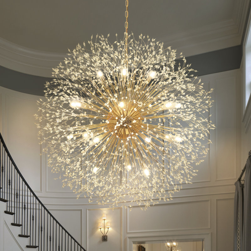 Lustre sphérique Spoutnik à intensité variable Lakeyah, Doré, H 47,3 po x l 47,3 po x P 47,3 po