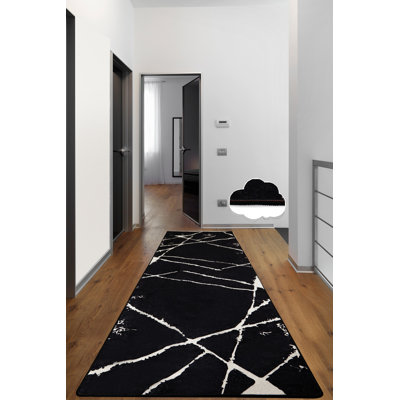 Premium Black & White Area Rug, 47.2 x 70.9 inches | 100% Polyester, 0.4 in Pile Height | Antibacterial, Non-Slip Felt Dot Underside, Machine Washable | Perfect for Living Room, Bedroom & Dining Areas
