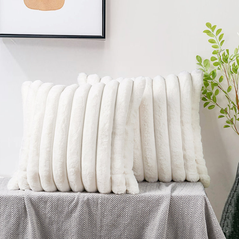 Striped Square Cushion Cover, Ivory