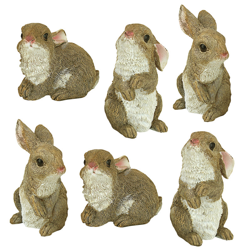 Ensemble de 6 statues de jardin en forme de lapin