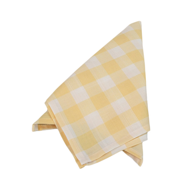 Aafreen Polyester Checkered Square Napkin, Yellow