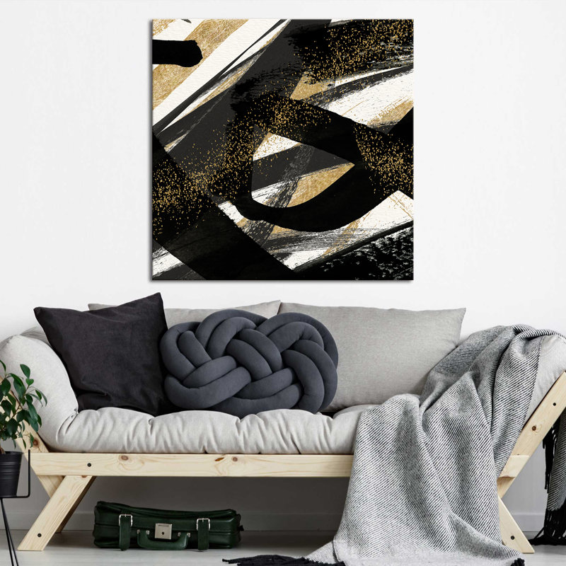 «Black Magic and Gold I» par Susan Jill, reproduction sur toile, H 18 po x l 18 po x P 1 po