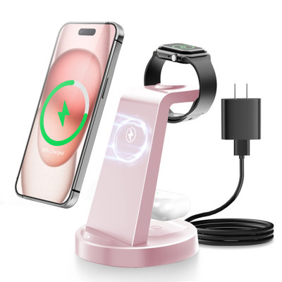 Wireless Charger Iphone Charging Station: 3 In 1 Charger Stand Multiple Devices For Apple - Iphone 16e 16 15 14 Pro Max 13 12 11 - Watch 10 9 8 7 6 5 4 3 2 Se And Ultra Series - Airpods 4 3 2 Pro