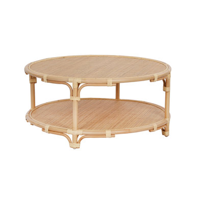 Table basse ronde en rotin beige