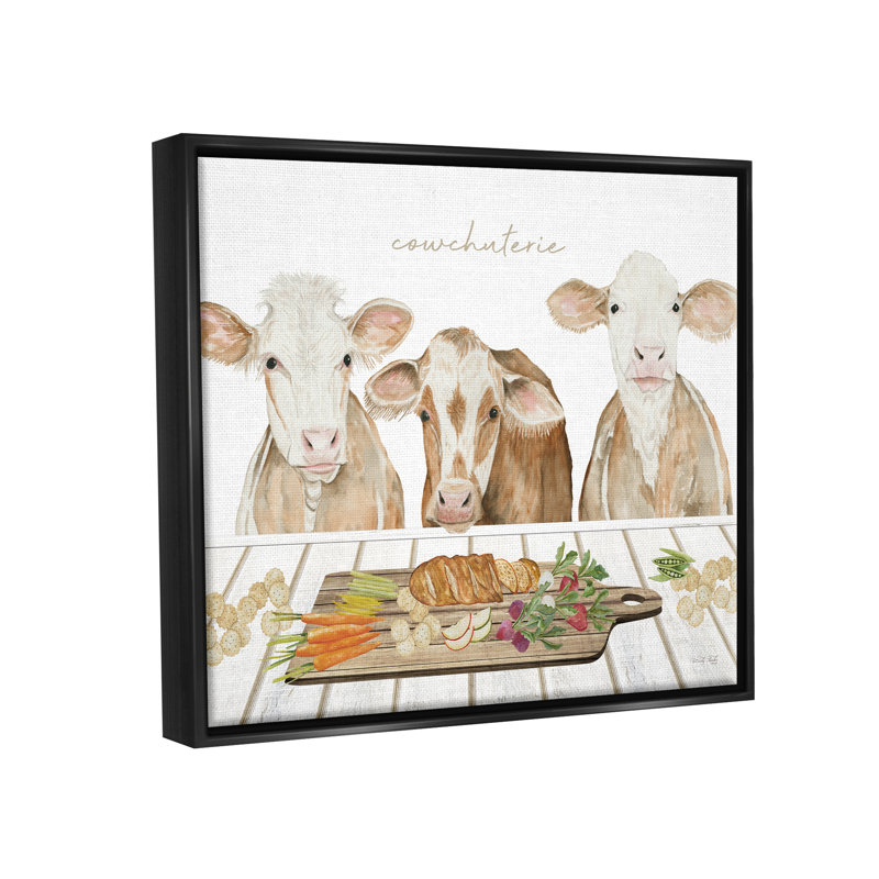 Cowchuterie, vaches drôles encadrées sur bois, impression, H 17 po x l 21 po x P 1,7 po, Cadre flottant noir de jais