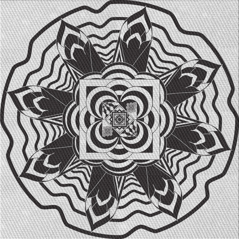 Tapis noir/gris tissé à la machine, Carré 5 pi