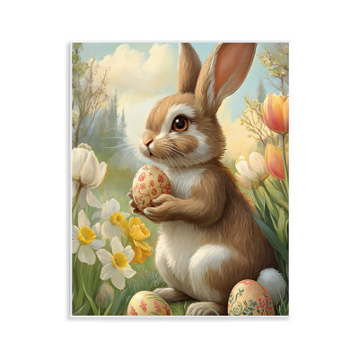 Plaque de lapin de Pâques avec œufs peints, design par Franklyn Gregory