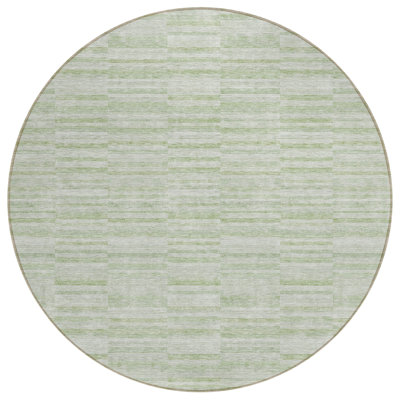 Tapis rond lavable à rayures 8 po