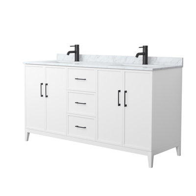 Meuble-lavabo double avec plateau en marbre Elan