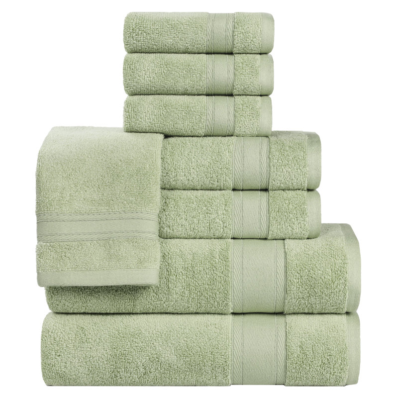 Coton absorbant doux Belmont, Vert, Ensemble de serviettes 8 pièces